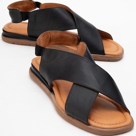 Resim Luvishoes 706 Hakıkı Derı Sıyah Cılt Kadın Sandalet Siyah 