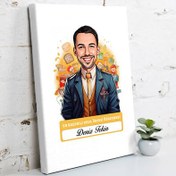 Resim Karikatürlü En İyi Erkek Okul Öncesi Öğretmeni Kanvas Tablo 