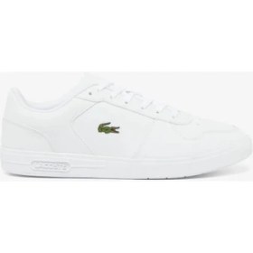 Resim Lacoste T-Base Unisex White Leather Sneaker Unisex Hakiki Deri Günlük Spor Ayakkabı Beyaz 