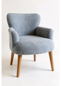 Resim Azra Mobilya Modern Gri Teddy Kumaş Rahat Berjer Tekli Koltuk Yumuşak Dokulu, Ahşap Ayaklı Gri 