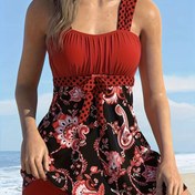 Resim Tie-Dye Baskılı Kadın Tankini Mayo 