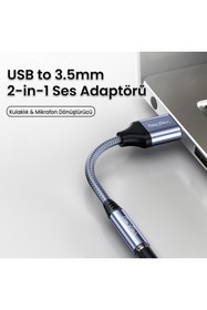 Resim Veggieg USB-A to 3.5mm Jack Aux Mikrofon Destekli DAC Chip HiFi Ses Kartı 