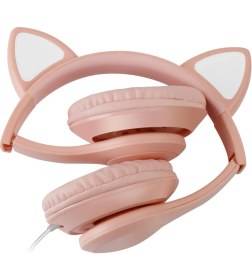 Resim Polosmart FS56 Kedi Figürlü Kablolu Mikrofonlu Kulaküstü Kulaklık Pembe 