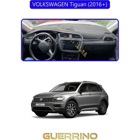 Resim Volkswagen Tiguan 2016+ Torpido Koruma Halısı Mavi Kenar 