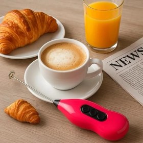 Resim Pilli Kahve Köpürtücü - Mini Süt Köpük Yapıcı El Mikseri, Sessiz Çalışan, Taşınabilir Karıştırıcı, Latte, Cappuccino ve Sıcak Içecekler Için (Renk Stok Durumuna Göre Gönderilir) 