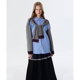 Resim Twist Çift Parça Görünümlü Kumaş Mix Kadın Triko (TW6250050195) 