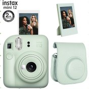 Resim Fujifilm Instax Mini 12 Fotoğraf Makinesi + Çerçeve + Deri Kılıf Seti Yeşil 
