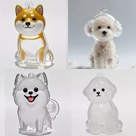 Resim 1/4 Adet Şeffaf Köpek Tüyü Anı Kapsülü - Sevimli Köpek Şekilli Mühürlü Evcil Hayvan Tüy Saklama Kutusu, Köpek Şekilli Anahtarlık - Eşsiz Kolye Yapımı, Köpek Severler ve Yas İçin Sıcak Seçim, Basit Sergileme, Şeffaf Malzeme 