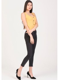 Resim As Collection Sarı Düğmeli Kolsuz Kadın T-shirt Çok Renkli 