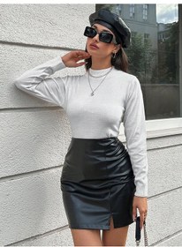 Resim Linas Butik Deri Etek Yırtmaçlı Siyah 