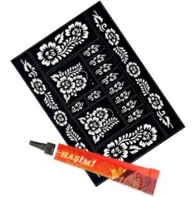 Resim DOĞA NİMETİ 2 Adet Hint Kınası Kırmızı 25 gr Tüp Dövme Sıkma Kına Ve Desen-şablon A4 