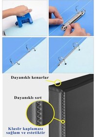 Resim Mavi 2 Halkalı Klasör 2 Adet A5 Pvc Öğrenci Ve Ofis Tipi Evrak Sunum Talebe Büro Klasörü İç Cepli Otomatik Mekanizmalı Mavi 