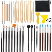 Resim 42 parça Seramik ve Kil Heykelcilik Aracı Seti - Yaratıcı Seramik Sanatları için Oyma Bıçakları, Fırçalar, Nokta Aracı ve Daha Fazlası İçerir 