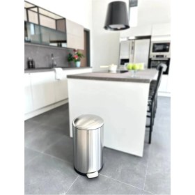 Resim Primanova Bombe Kapaklı Paslanmaz Banyo Mutfak Ofis 30 Lt Pedallı Çöp Kovası 