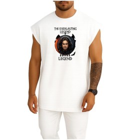 Resim Bahriyeli Collection Oversize The Everlasting Legend Göğüs Baskılı Atlet Beyaz 