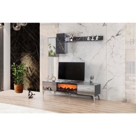Resim ENSİHOME Şömineli Tv Ünitesi Siyah 