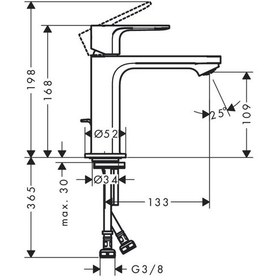 Resim Hansgrohe Rebris E Lavabo Bataryası 110 Kumandalı 
