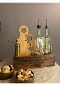 Resim Lux Anne-kız Doğal Ahşap Kesme Tahtası Ve Sunum Tahtası 2'li Set Sunumluk Ahşap 