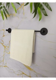 Resim Yapışkanlı Banyo Aksesuar Seti 3 Lü Banyo Köşeliği Eko-uzun Havluluk-tuvalet Kağıtlığı-bornozluk Siyah 