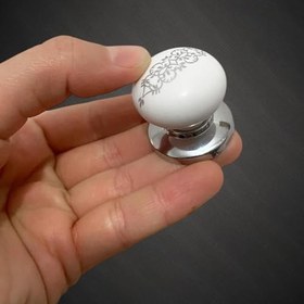 Resim Glaswen 8 Adet Hanımeli Kulp Beyaz Polimer Düğme Kulp Krom Tablalı Mobilya Mutfak Dolabı Çekmece Kulbu Kulpları 