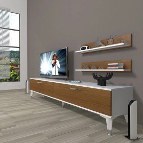 Resim Decoraktiv Eko 4 Slm Std Silver Tv Ünitesi Tv Sehpası Beyaz Ceviz 