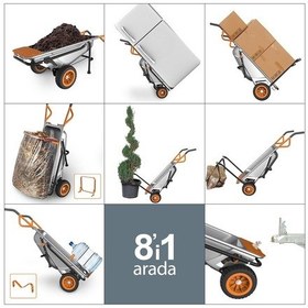 Resim Worx Wg050 100lt./136kg. Profesyonel Çok Amaçlı El Arabası, Taşıma Arabası 