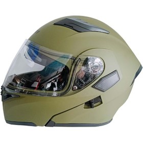 Resim JK 21 - 902 Güneş Vizörlü Çene Açılır Motosiklet Kaskı Mat Yeşil 