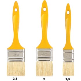 Resim Luna Libra 3'lü Kestirme Fırça Seti Ergonomik Sap Yapısına Sahip Sarı Boya Fırçaları 
