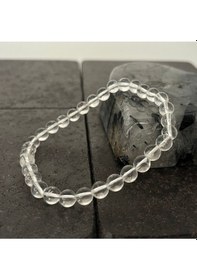 Resim Sertifikalı Kristal Kuvars 6mm Doğal Taş Bileklik Beyaz 