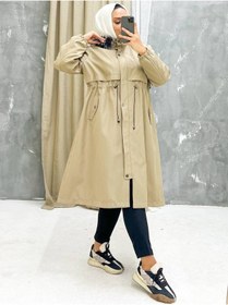 Resim Vibeys Collection Bej İçi Kürklü Ve Su Geçirmez Büyük Beden Battal Kadın Kışlık Mont & Kaban 