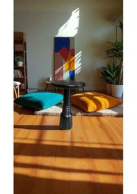 Resim El Yapımı Siyah Doğal Ahşap Mantar Sehpa Tekli Yan Sehpa Modeli - Wooden Coffee Table Siyah 