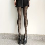 Resim 1 Çift Kadın Punk Sokak Partisi Japonca Harf Baskılı Şeffaf Tayt - Dar Kesim Gece Kulübü & Cesur Moda Taytlar, Sadece El Yıkama, Kulüp Kıyafeti, Trendy Bacak Giysisi, Pürüzsüz Kumaş, Sokak Giyimi, Basınçlı Taytlar, Kadınlar İçin 