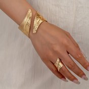 Resim Kadınlar için Basit ve Çok Yönlü Moda Yaprak Bileklik ve Yüzük Seti 