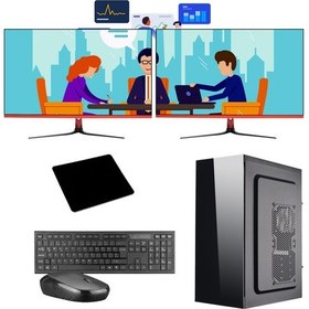 Resim Ramtech WorkForce OF710-378 i7-10700F 16 GB 1 TB HDD+256 GB SSD R5230 Dual Monitör 27" Dos Masaüstü Bilgisayar 