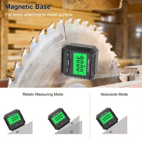Resim 1 adet Hassas Dijital Açı Ölçer LCD Arka Aydınlatmalı - Pil ile Çalışan, 0.01 Derece Hassasiyet, Metal Yüzeyler için Manyetik Taban, Göreceli & Mutlak Modlar, DIY & Yenileme Projeleri için İdeal, Siyah 