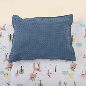 Resim Alt Açma Matı ve Yastık - Çift Taraflı - İndigo Petek - Ceylan 