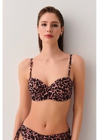 Resim Suwen Leopard Diana Straplez Bikini Üst Sb25565543543 Leopar Desenli 