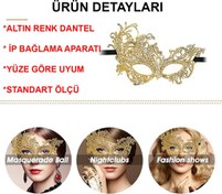 Resim Nessiworld Altın Renk Dantel Maske Dantelli Parti Maskesi 16 No 