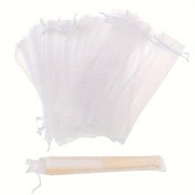 Resim 30 Adet/Set Polyester İplik Fan Çantası Bağcıklı - Çok Amaçlı Şeffaf Çanta Düğün Hediyelikleri, Parti Hediyeleri ve El Fanı Saklama İçin 