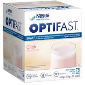 Resim Optifast Çilek Aromalı Milk Shake 53 gr x 12 Saşe 