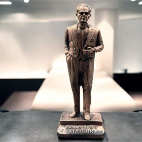 Resim Dekoratif Polyester Atatürk Heykeli 20 Cm Bakır Eskitme 