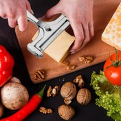 Resim Ayarlanabilir Kalınlık Peynir Dilimleyici - Dayanıklı Metal Bıçak, Düz Dilimler İçin Manuel Yuvarlak Peynir Dilimleyici, Blok Peynir İçin İdeal, Ev Mutfak Kullanımı İçin Mükemmel, Peynir Dilimi 