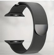 Resim Sunshine022 Siyah 38 40 41 Mm İwatch Manyetik Milanese Metal Kasa Kayışı Kadın Erkek 