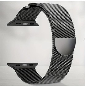 Resim Sunshine022 Siyah 38 40 41 Mm İwatch Manyetik Milanese Metal Kasa Kayışı Kadın Erkek 