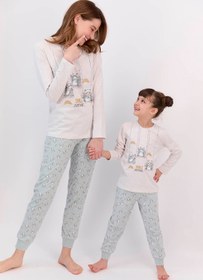 Resim Rolypoly Anne-kız Kombin Kremmelanj Pijama Takım 