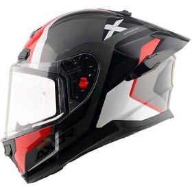 Resim Axor Saber Spark Dull Ece 22.06 Kapalı Kask Beyaz - Kırmızı - Siyah 