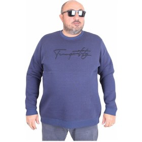 Resim Moc Grande Mocgrande Erkek Büyük Beden Sıfır Yaka Sweat Twenty 24200 Indıgo Indigo 