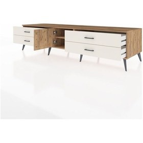 Resim Kronos Tv Ünitesi Tek Raflı 4 Çekmeceli Tek Kapaklı 220x59x51 Çam-çam/aytaşı Atlas Çam/aytası - Atlas Çam 