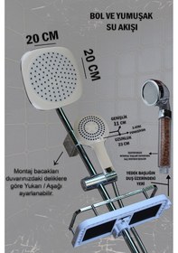 Resim 590-4 Robot Duş Takımı Geniş Sabunluklu El Tepe Duş Başlığı Çeşitleri Beyaz 