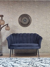 Resim ZAFİR İkili İstiridye Siyah Boyalı Sivriltme Ayak Çay Seti Koltuk İkili Berjer , İkili Berjer Koltuk 